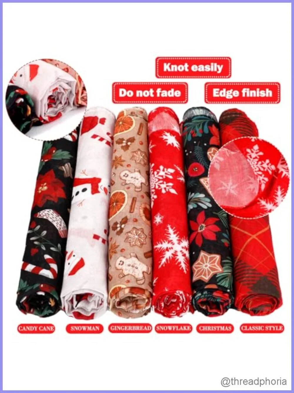 6 Pack Christmas Infinity Scarves Voile Plaid Sheer Women Winter Fashion Scarves